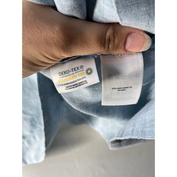 Lands' End Light Blue Chambray 100% Linen Tunic Top w Pockets Plus Size 2X - Picture 5 of 6